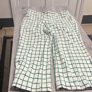 Anthropologie Black and Green Crop Flare Pants